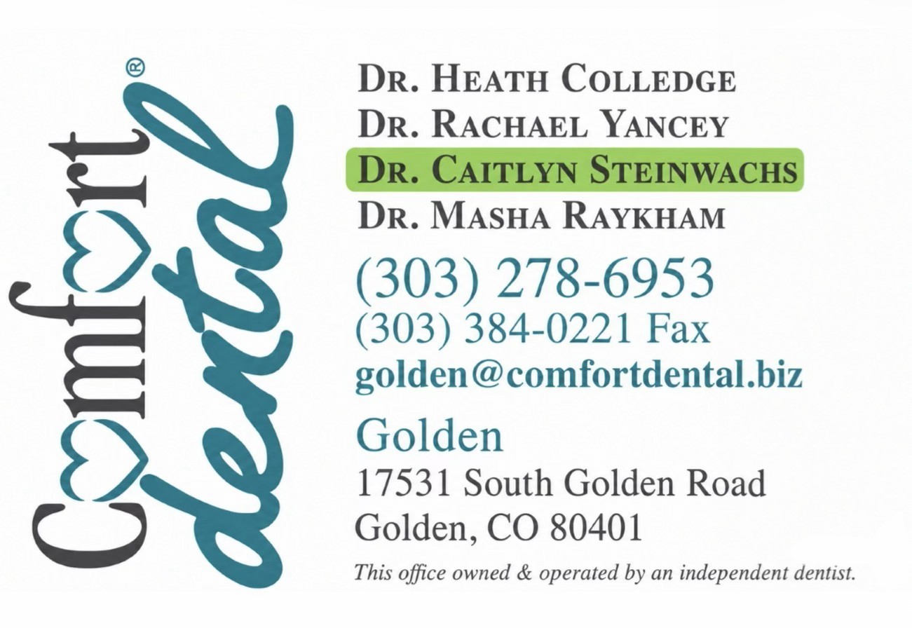 Comfort Dental Golden sponsor card
