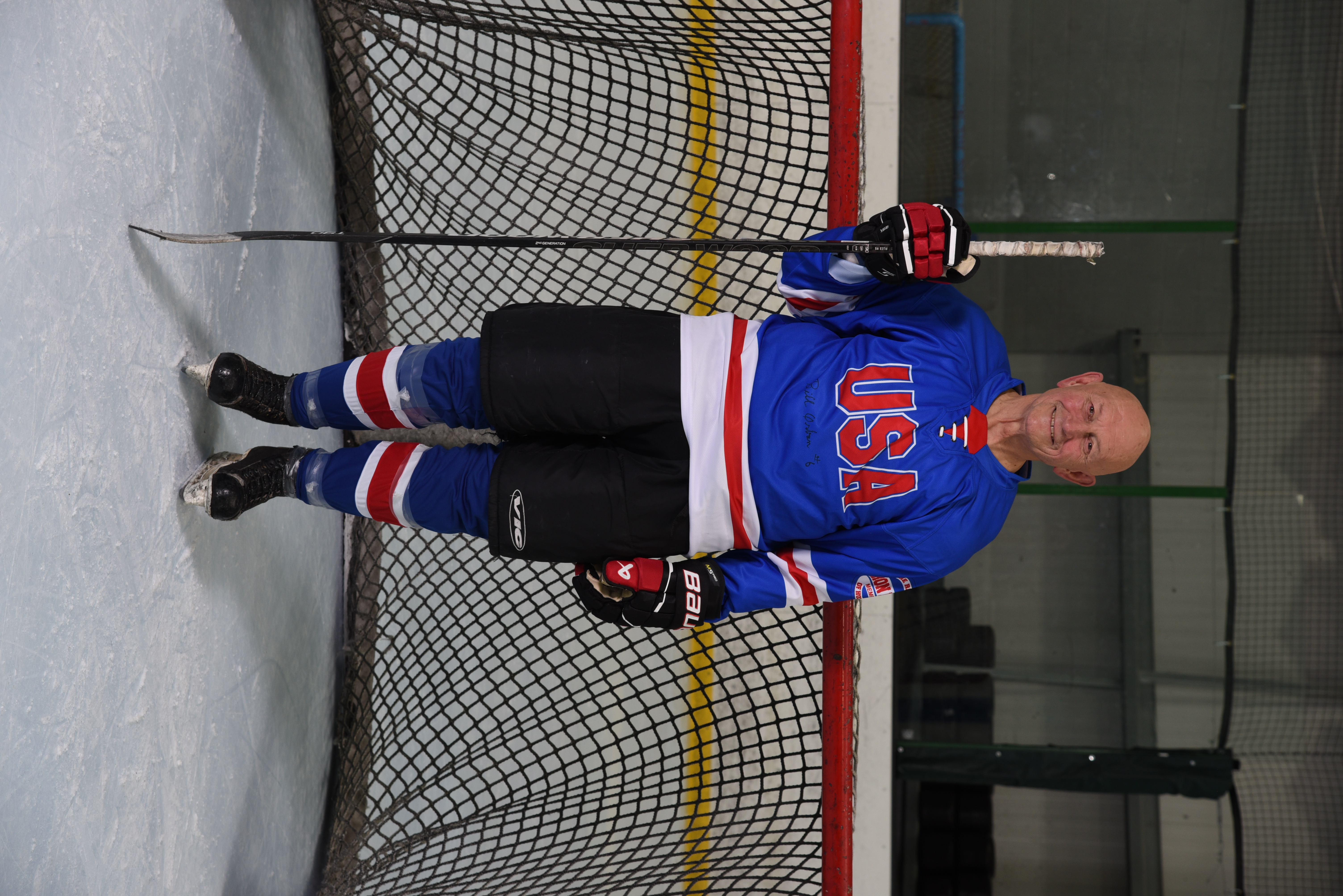 Bill Orban in front of the net during Hall of Fame weekend