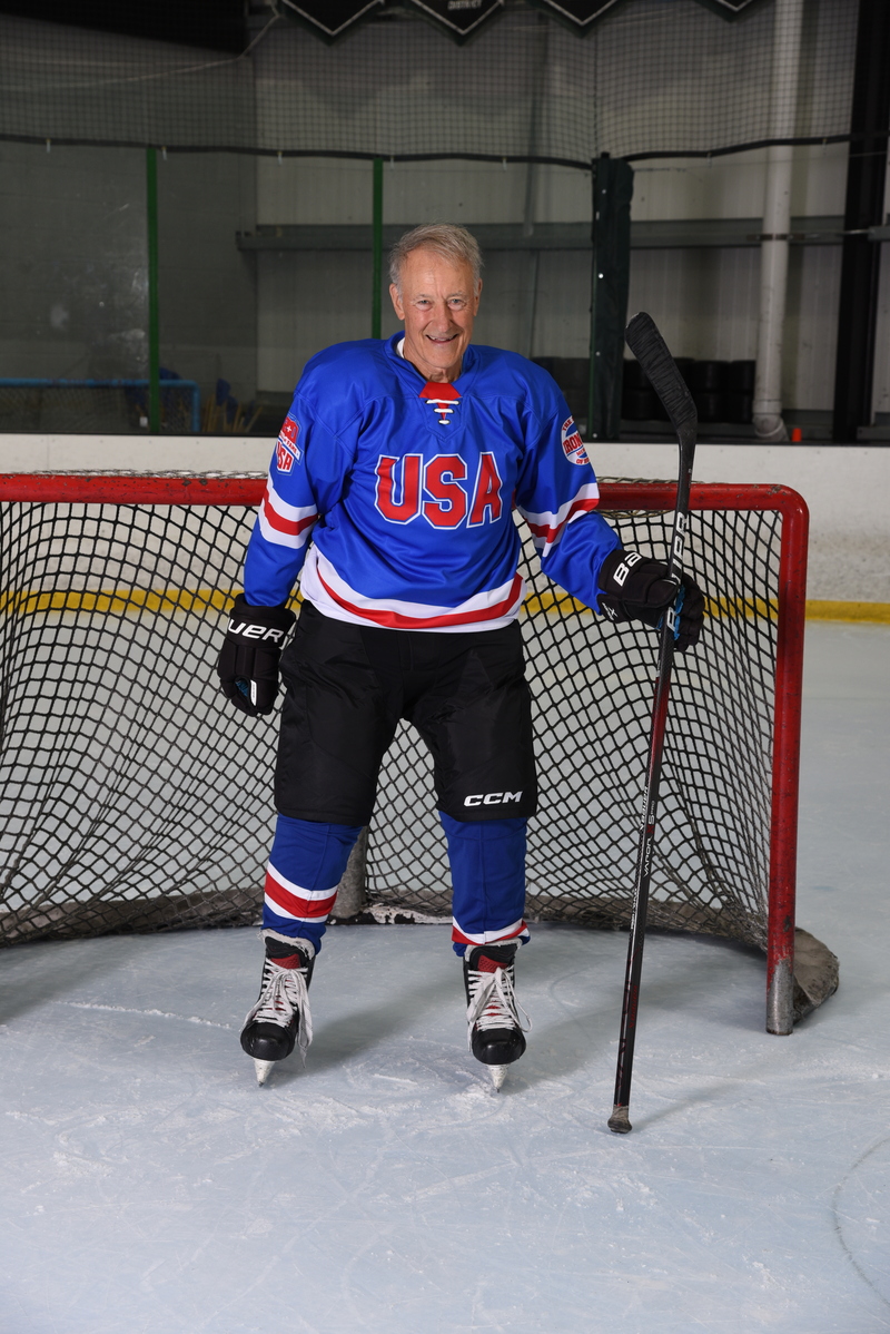 Bob Priestley in USA jersey at the net