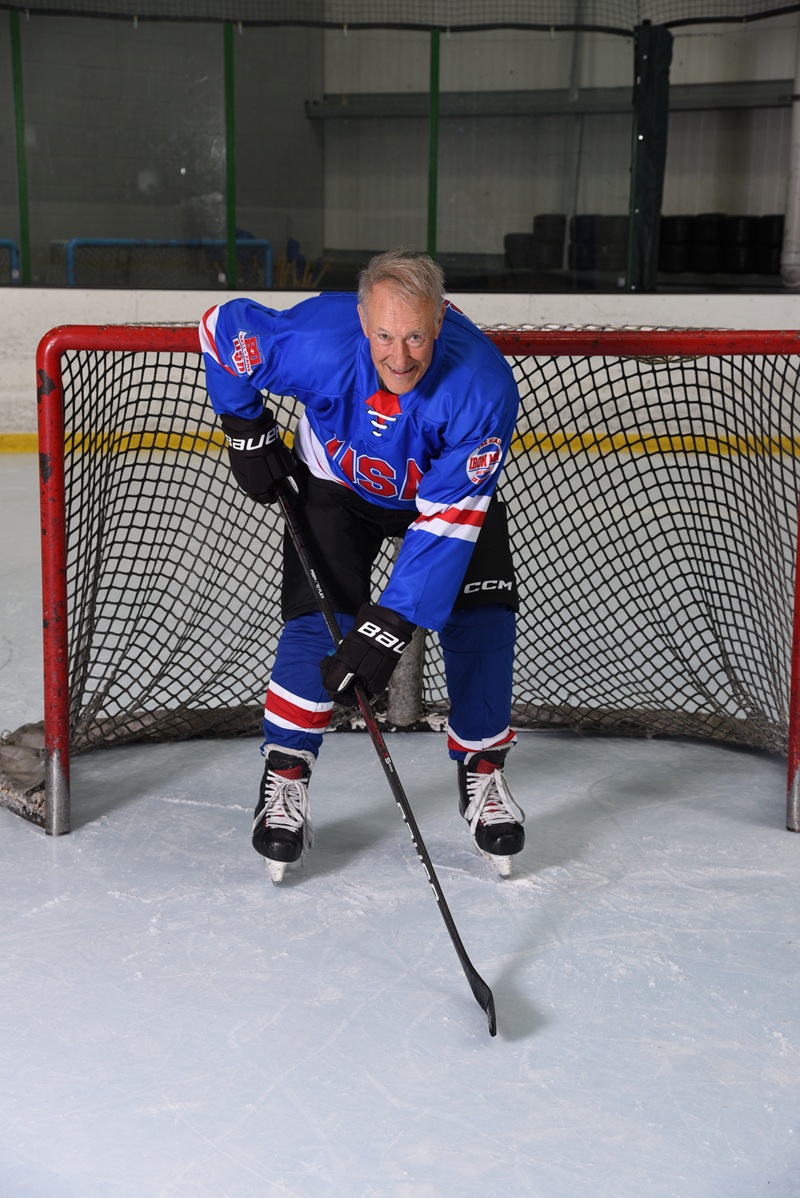 Bob Priestley ready for action in front of the net
