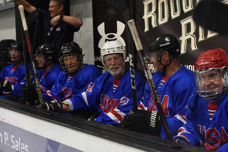 Bob Priestley and Terry Harper on the bench during the 2025 Legends Game