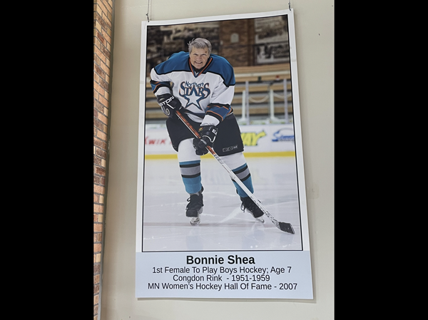 Bonnie Shea banner raised at Essentia Duluth Heritage Center