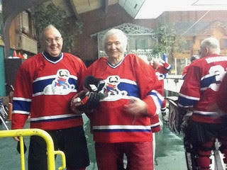 Larry Bergeron and Frank Kruzich 80+ Hockey Hall of Fame Canada 2012