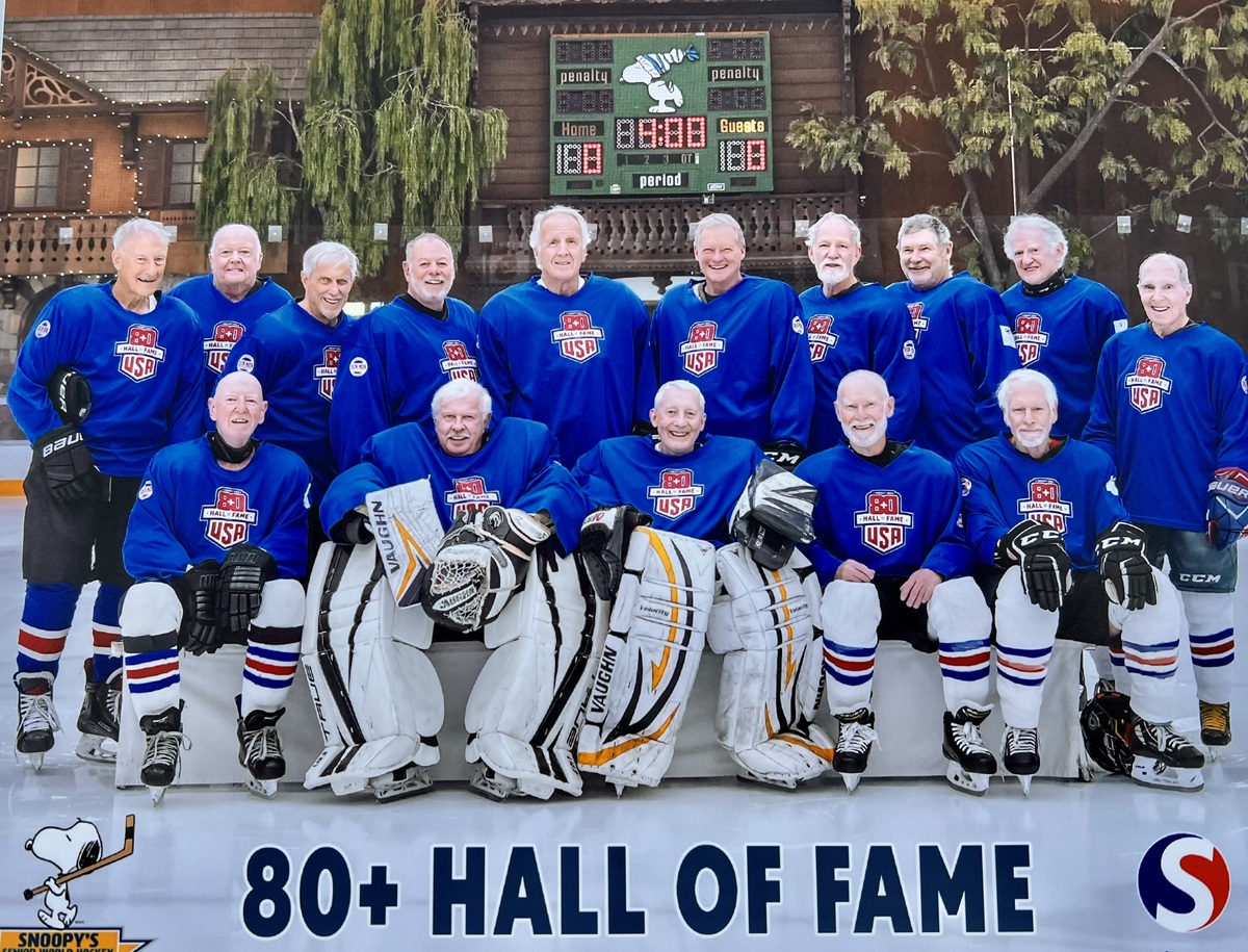 USA 80+ HOF team photo at Snoopy's Senior World Hockey Tournament