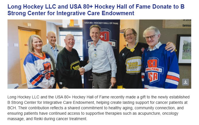 Long Hockey LLC and USA 80+ Hockey Hall of Fame donation presentation